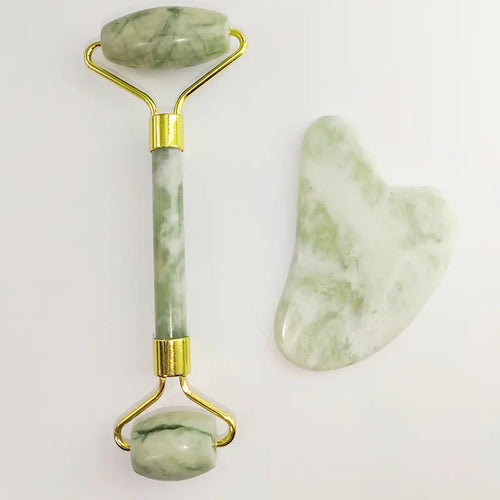 110g Xiu Yu White Jade Facial Roller Gua Sha Set